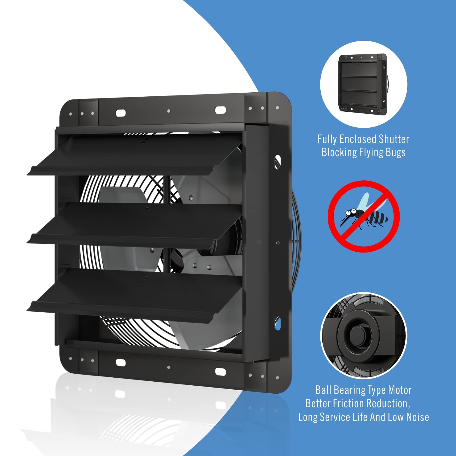 Aygrochy 350mm zu und abluftventilator, Industrie Wandventilator 1850m³/h, Belüftung und Kühlung für Gewächshäuser, Garagen Loft und Küche.