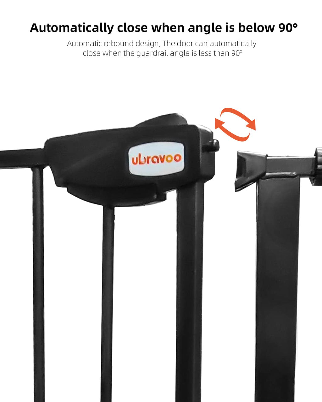 UBRAVOO Babygitter für Türen und Treppen, Höhe 100 cm, Sicherheits-Haustiergitter, Spannungstyp, automatische Schließung, hohe Ausführung, dreifache Verriegelung, offen (Breite: 95-104cm)
