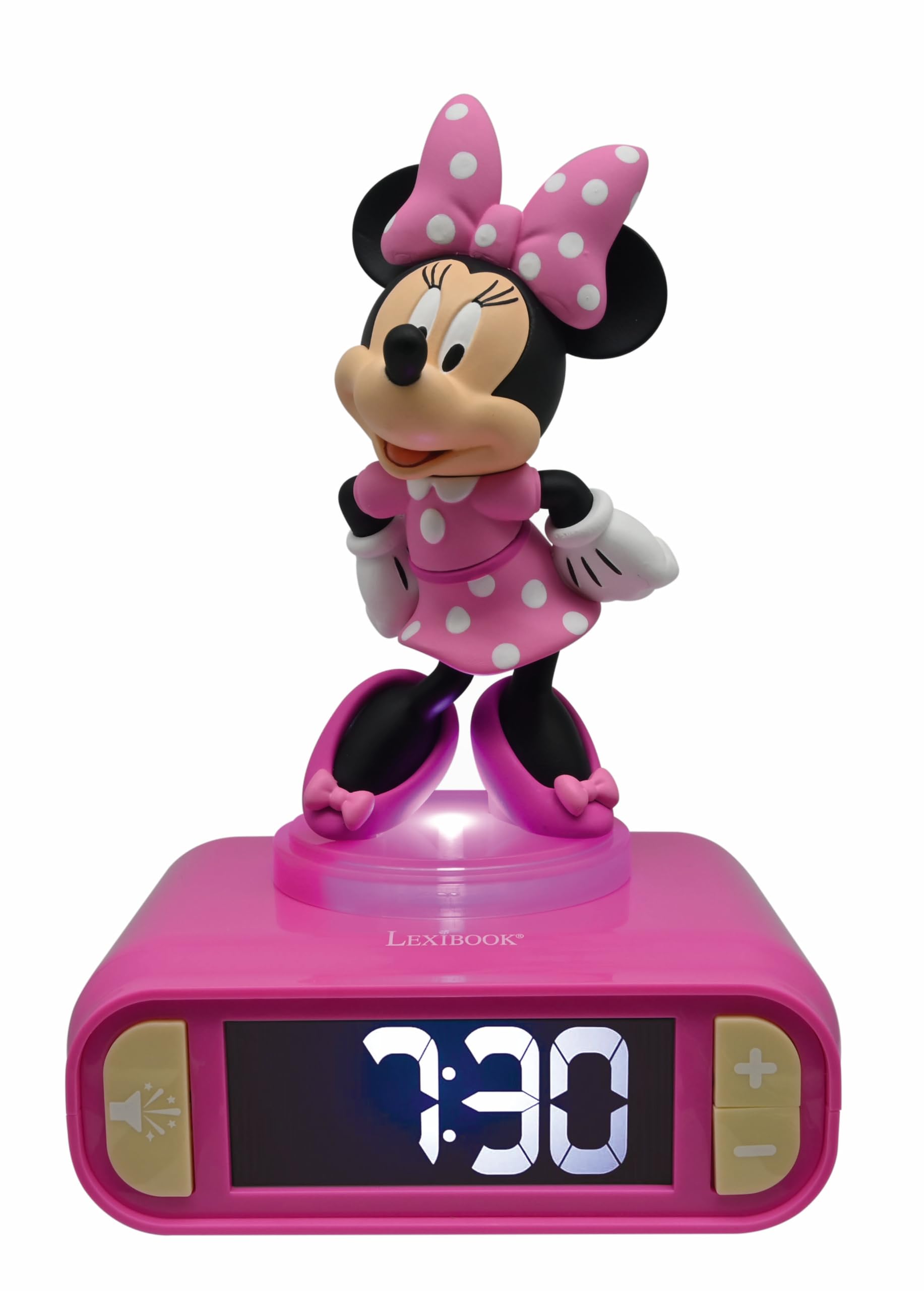Lexibook, Disney Minnie, Nachtwecker, Sounds und Melodien, LCD-Bildschirm mit Hintergrundbeleuchtung, Leuchtanzeige, Schlummerfunktion, Pink, RL800MN