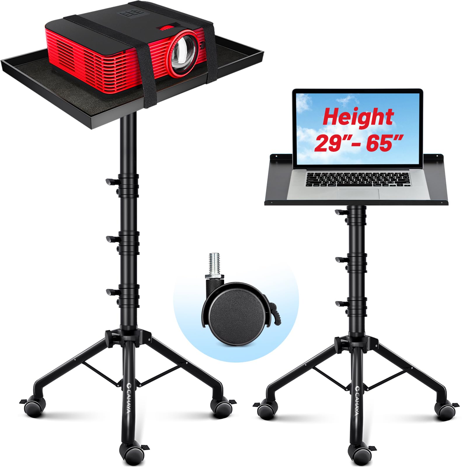 CAHAYA Beamer Ständer Projektor Halterung Multifunktionaler mit Omni-Direktionalen Rollen Bodenständer für Laptop Ständer Projektor Kamera mit verstellbarer Höhe für Outdoor-Filme CY0332