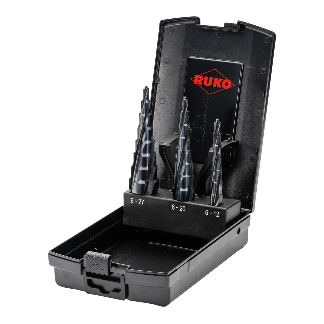 RUKO ULTIMATECUT Multidrill-Satz HSS RUnaTEC in Kunststoffkassette, HSS RUnaTEC Beschichtung, revolutionäre Schneidengeometrie, 3-teilig