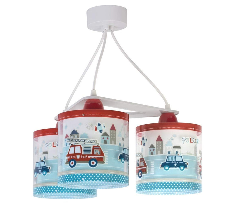 Dalber kinderlampe Pendelleuchte Hängelampe 3 Lichter Police Autos Polizei, Blau