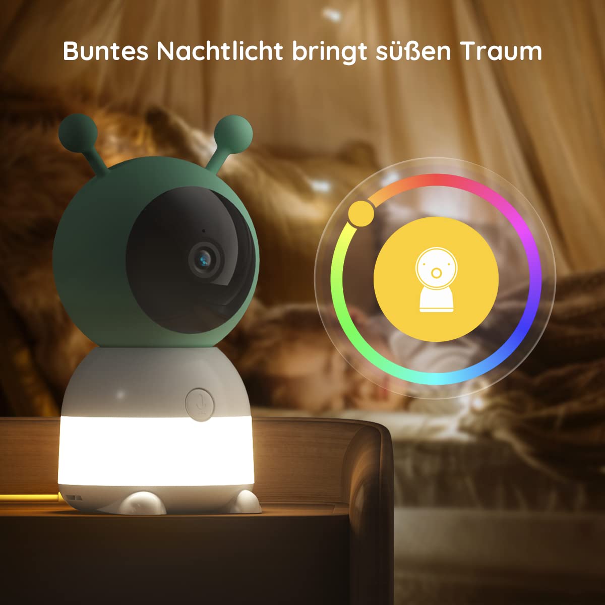 BOIFUN Babyphone mit 2 Kamera App, 2K QHD Bild, 355° Schwenken-60° Neige, 4×Zoom, Automatische Verfolgung, Weinen/Bewegungs/Geräuscherkennung, Temperatur und Feuchtigkeitsmessung