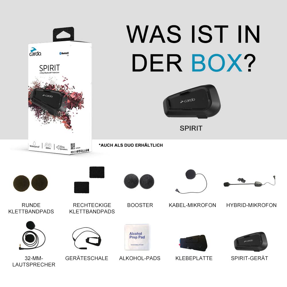 Cardo, Motorrad-Gegensprechanlagen-Kit Bluetooth Spirit Solo