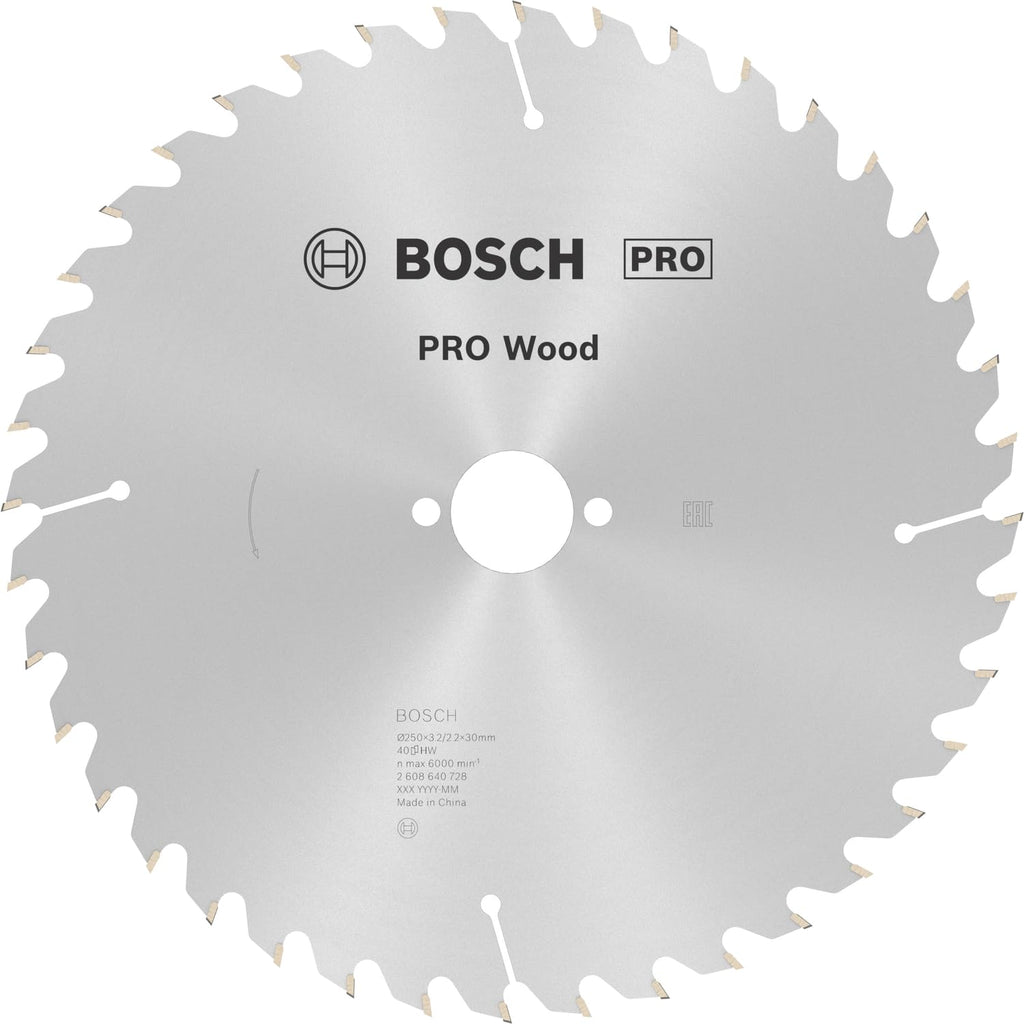 Bosch Professional Kreissägeblatt Optiline Wood (für Holz, 250 x 30 x 3,2 mm, 40 Zähne, Zubehör Kreissäge), 2608640728, Ø 250 mm