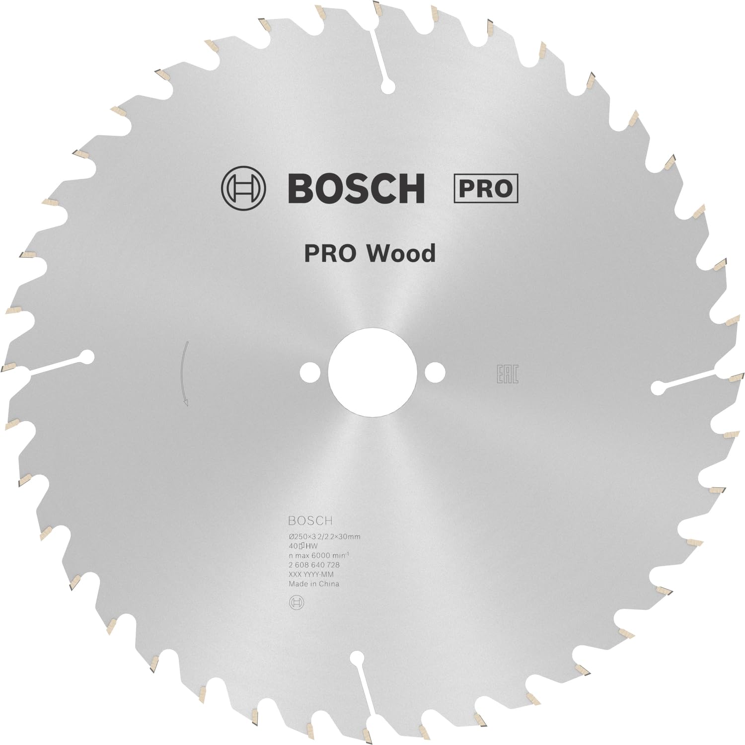 Bosch Professional Kreissägeblatt Optiline Wood (für Holz, 250 x 30 x 3,2 mm, 40 Zähne, Zubehör Kreissäge), 2608640728, Ø 250 mm