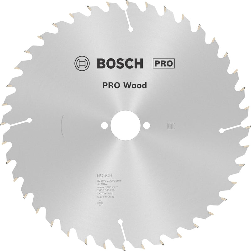 Bosch Professional Kreissägeblatt Optiline Wood (für Holz, 250 x 30 x 3,2 mm, 40 Zähne, Zubehör Kreissäge), 2608640728, Ø 250 mm