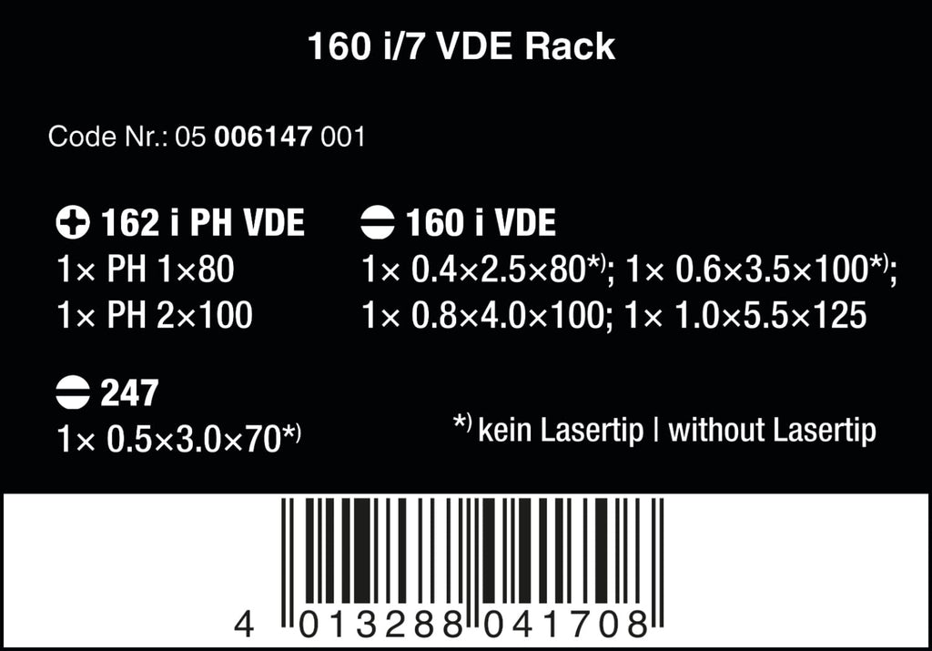 Wera 05006147001 160 i/7 Rack, VDE Isolierter Schraubendreher Satz, 7-teilig