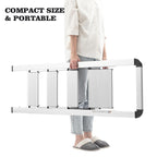 KINGRACK Leiter Aluminium, Trittleiter 4 stufen klappbar, leiter 4 stufen mit Handlauf, rutschfeste Haushaltsleiter mit Klappsicherung, Aluleiter Belastbar bis 150 kg, für Zuhause, Büro, Garten,Silber