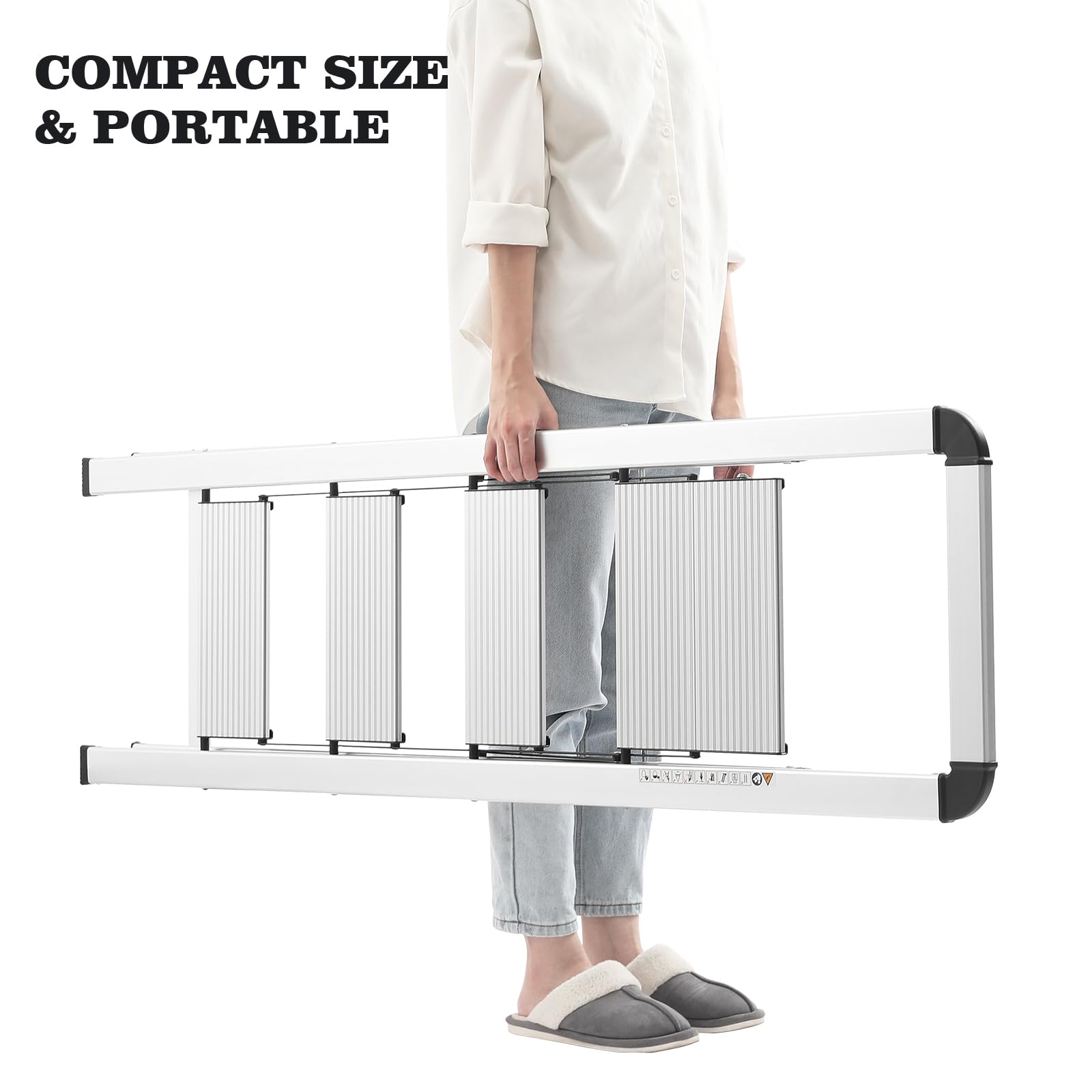 KINGRACK Leiter Aluminium, Trittleiter 4 stufen klappbar, leiter 4 stufen mit Handlauf, rutschfeste Haushaltsleiter mit Klappsicherung, Aluleiter Belastbar bis 150 kg, für Zuhause, Büro, Garten,Silber