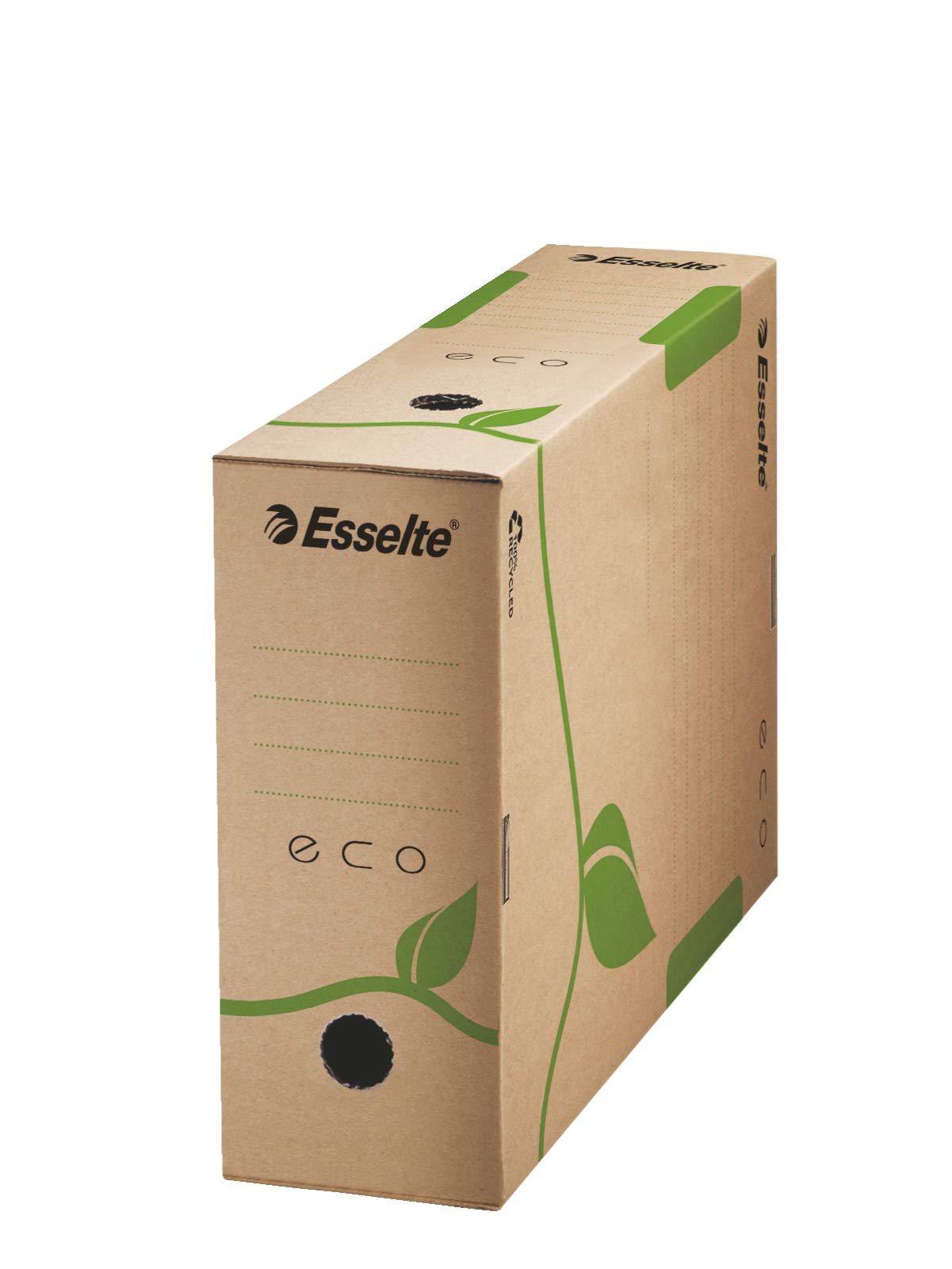 Esselte Eco Archiv-Schachtel, 100 mm Rückenbreite, Aktenkarton A4, 100 % recycelte Wellpappe, 100 % recycelbar, Archivboxen mit geometrischem Design, Eco Archiv Serie, 25 Stück, Naturbraun, 623917