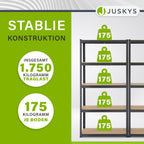 Juskys 2er-Set Lagerregal Basic 2X 180x90x40cm (HxBxT) - 1750 kg - 10 Böden - Schwerlastregal Steckregal Metall Kellerregal Regalsystem Regal - Grau
