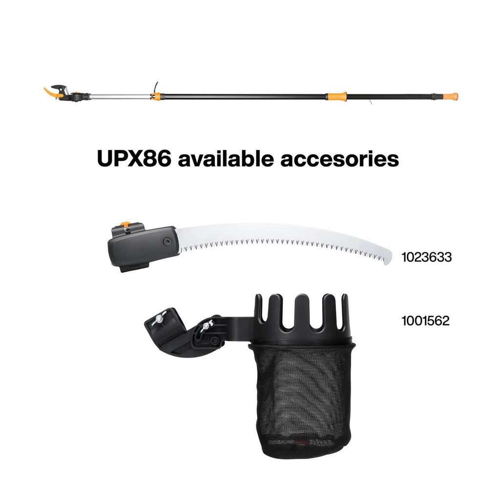 Fiskars Schneidgiraffen-Set, 2-teilig, Bypass Teleskop-Schneidgiraffe UPX86 (Länge 2,4 – 4 m) und Baumsäge für Bypass Teleskop-Schneidgiraffe UPX86 und UPX82 (Länge: 46 cm), 1077330