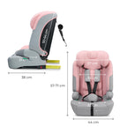 Kinderkraft SAFETY FIX 3 PRO 76-150 cm Kindersitz 9-36 kg, Kinderautositze mit isofix, Einstellung der Kopfstütze und Rückenlehne, extra TOP TETHER, 5 punkt gurte, Rosa