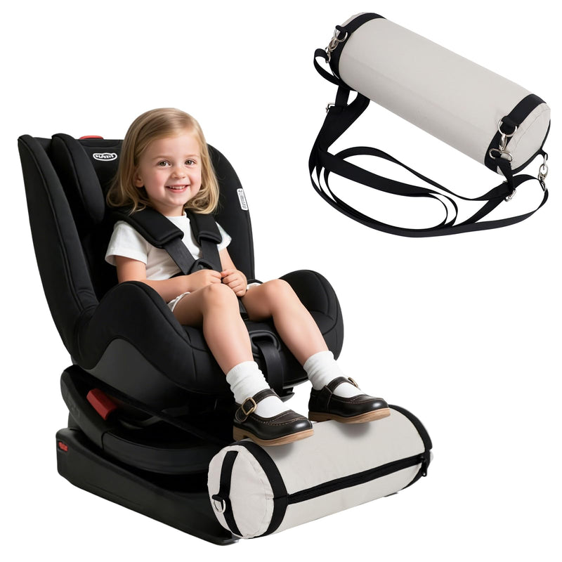 Blublu Park Aufblasbare Autositz-Fußstütze für Kinder, tragbare Auto-Fußstütze mit verstellbaren Riemen, Autositz-Zubehör für Kleinkinder, maschinenwaschbarer Bezug, Grau (passend für Kindersitze)