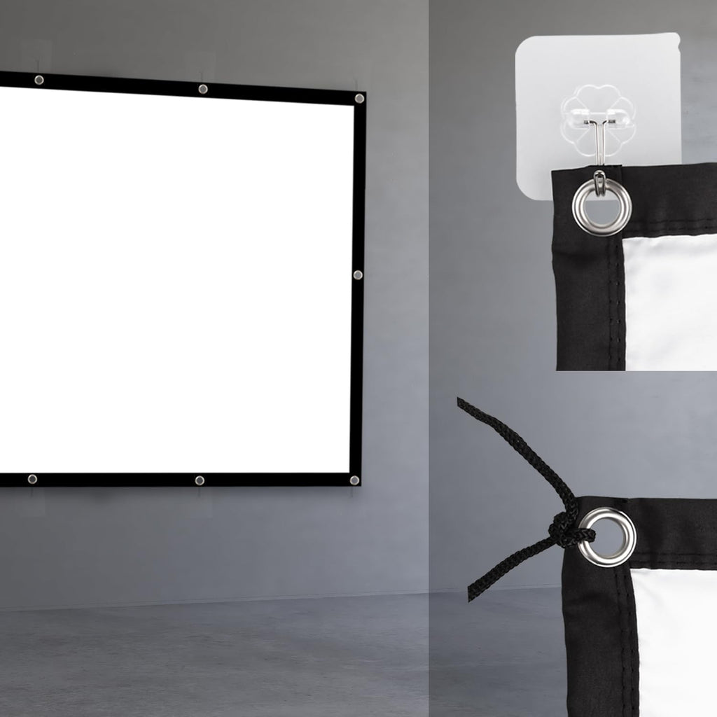 Maclean Tragbare Projektionswand – Hochwertige Polyester-Leinwand mit 25mm Schwarzem Rand, 179° Betrachtungswinkel und Einfache Montage (150", 300x220cm, 4:3)