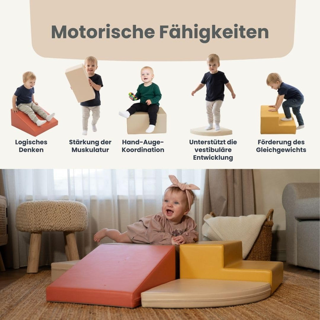 IGLU SOFT PLAY Corner Climber 5 pcs Softbausteine Riesenbausteine Schaumstoffbausteine Großbausteine (Pastel Autumn)