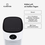 Klarstein Luftkühler mit Wasserkühlung, 5-in-1 Verdunstungskühler, Luftbefeuchter, Ventilator & Luftreiniger, Mobile Klimageräte Luftkühler mit App-Steuerung, 80W Air Cooler, 462m³/h Luftstrom
