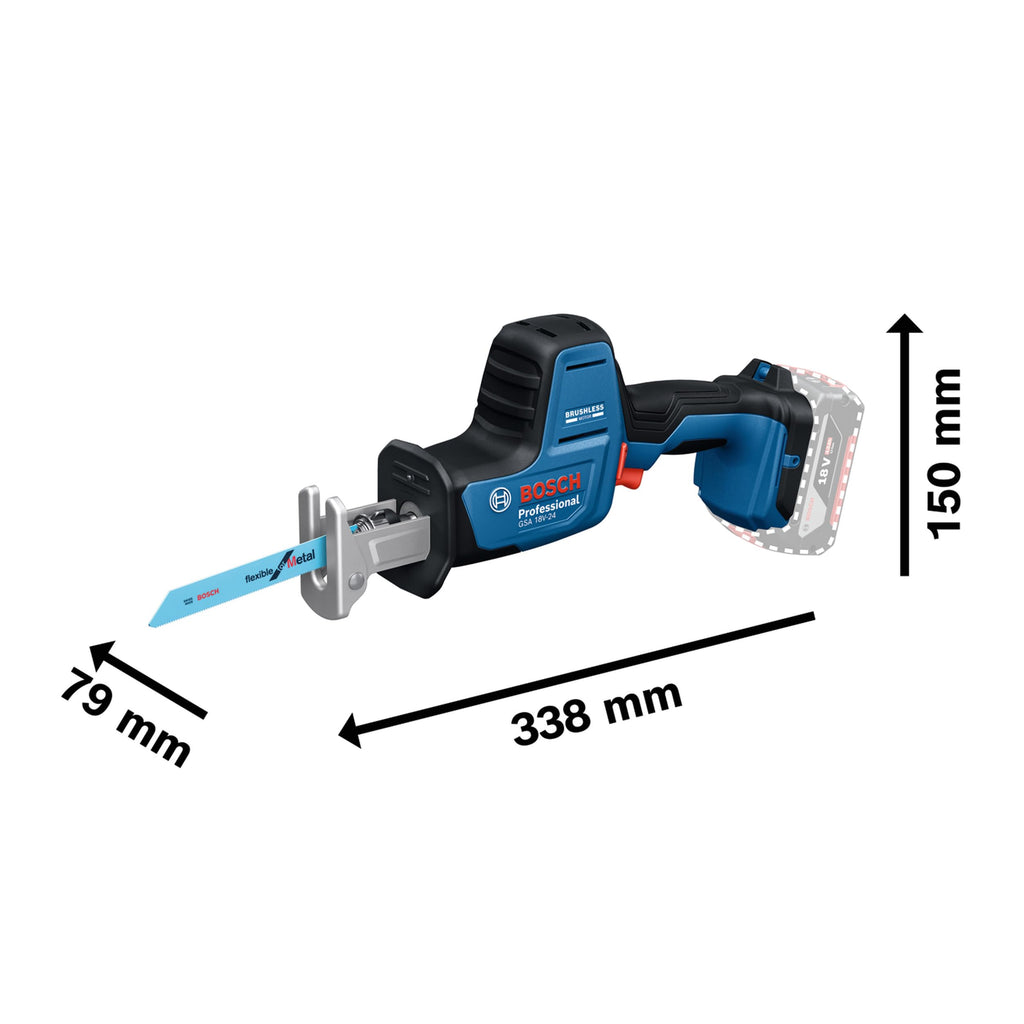 Bosch Professional 18V System Akku Säbelsäge GSA 18V-24 (inkl. S922EF, S2345X, Leiterhaken-Set, L-BOXX)