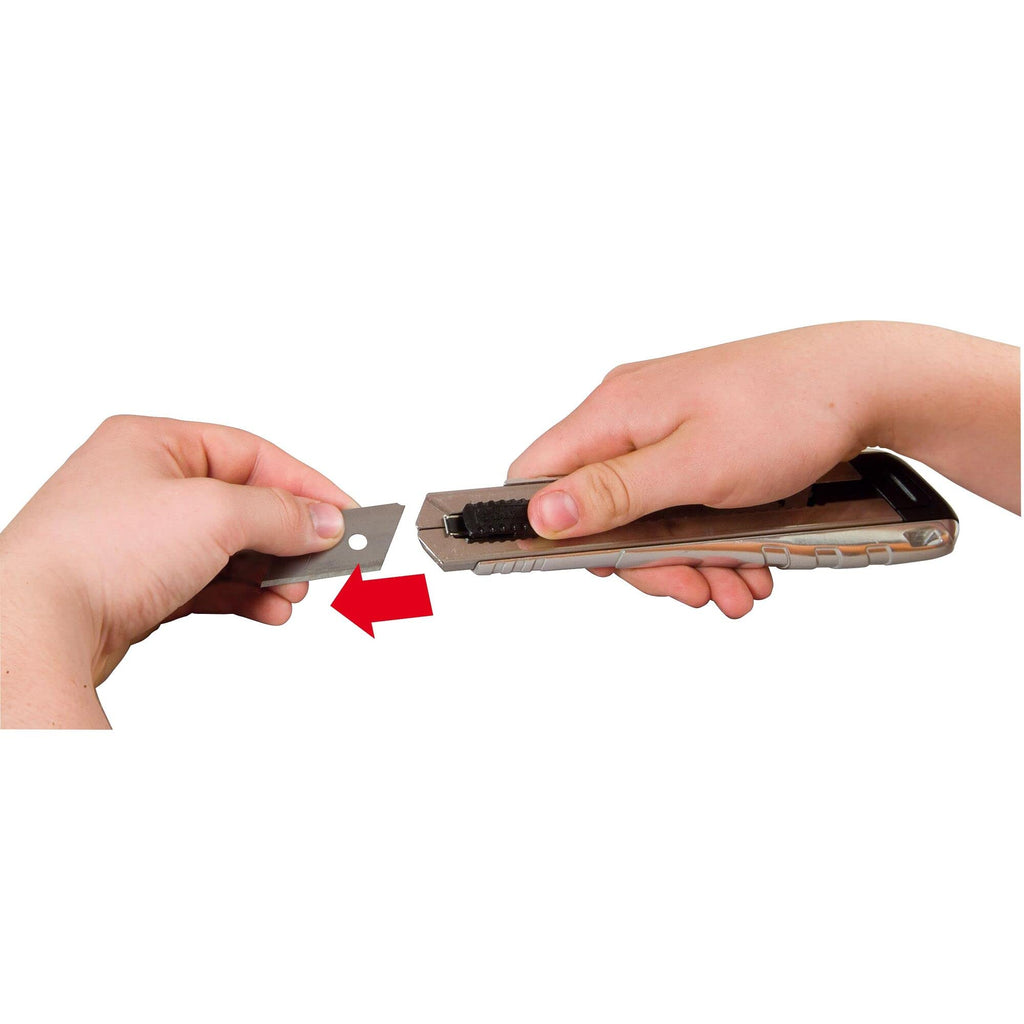 Stanley FatMax Cuttermesser PRO 0-10-820 (25 mm Klingenbreite, 210 mm Länge, extra langer, robuster Metall-Korpus für beidhändiges Schneiden, angeraute Grifffläche, inkl. 4 Abbrechklingen)