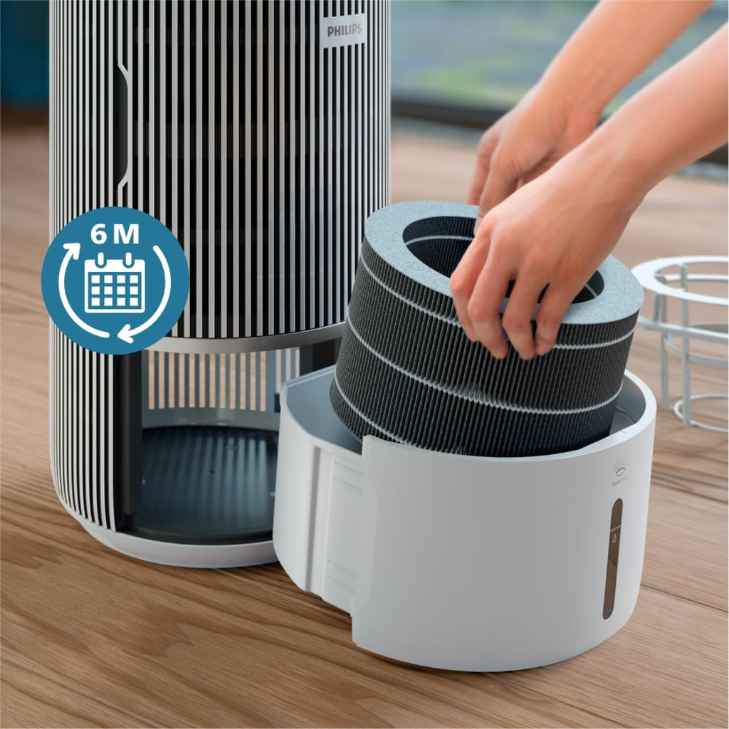 Philips Original NanoCloud Befeuchtungs-Ersatzfilter für 2-in-1-Luftreiniger und -Luftbefeuchter der Serie 3400 AC3420 und AC3421, 6 Monate Lebensdauer (FY3401/00), Grey