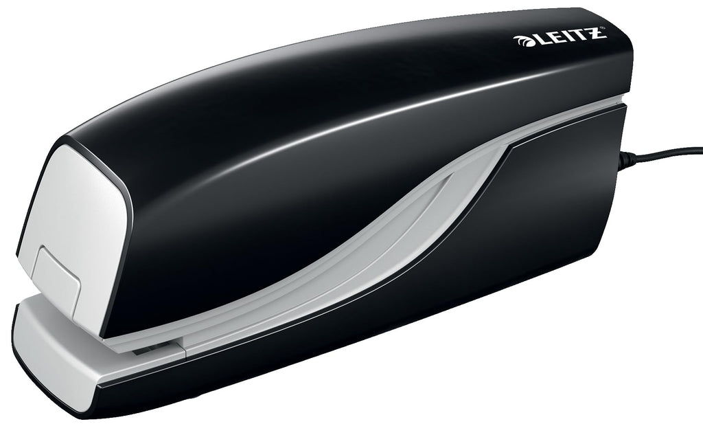 Leitz Elektrisches Büroheftgerät für 10 Blatt, Netzbetrieb, Inkl. Heftklammern, Schwarz, NeXXt-Serie, 55320095