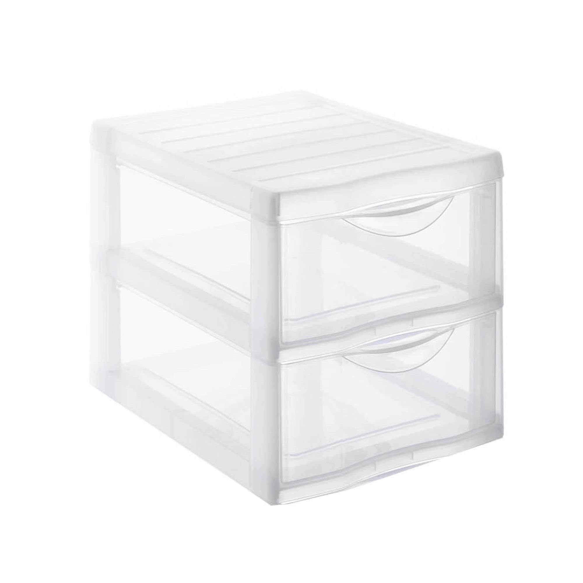 SUNDIS Orgamix, schubladenbox aus Kunststoff, 2 transparente Schubladen für A4-Papier, Höhe 25,5 cm, stapelbar, ideal für Schreibtisch, Unterricht, Dokumente, Zubehör