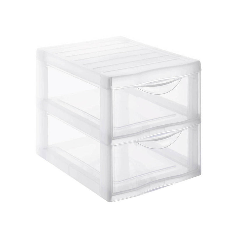 SUNDIS Orgamix, schubladenbox aus Kunststoff, 2 transparente Schubladen für A4-Papier, Höhe 25,5 cm, stapelbar, ideal für Schreibtisch, Unterricht, Dokumente, Zubehör