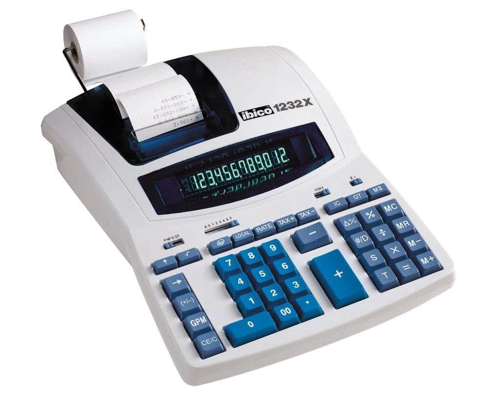 Rexel Ibico 1232X Profi-Tischrechner, schwarz/blau, mit Digitron-Display