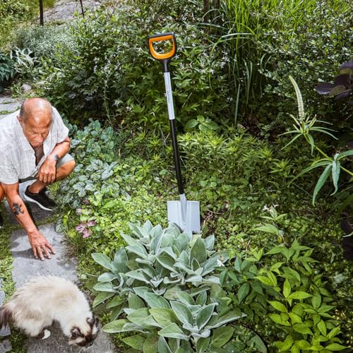 Fiskars Gärtnerspaten für harte, steinige Böden, Spitz, Länge: 120 cm, Verstärktes Borstahl-Blatt, Schwarz/Orange, Xact, 1066729