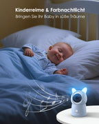 CZEview BM6 Babyphone mit Kamera 2K & 4X Zoom, 5.5" HD WLAN Video Babyfon mit App, Nachtsicht, Bewegungs&Geräusch&Temperaturerkennung, 2-Wege-Gespräch, 360° Ansicht, Musik&Buntes Nachtlicht(Blau)