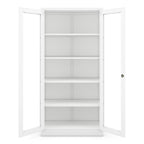 Jan Nowak Aktenschrank C012 Glasvitrine Büroschrank Universalschrank Flügeltürschrank Stahlblech Pulverbeschichtung abschließbar 185 cm x 90 cm x 40 cm (Weiß)