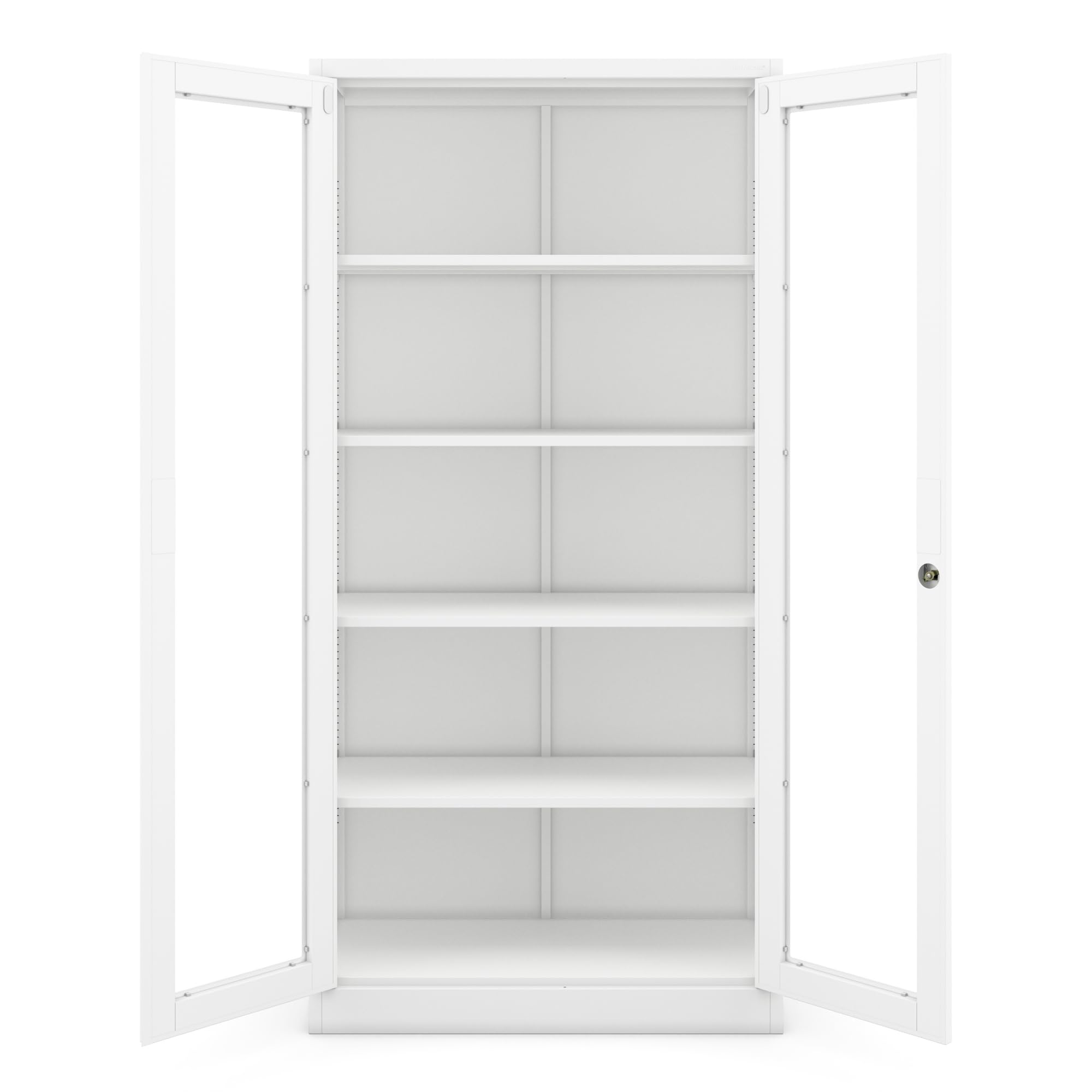 Jan Nowak Aktenschrank C012 Glasvitrine Büroschrank Universalschrank Flügeltürschrank Stahlblech Pulverbeschichtung abschließbar 185 cm x 90 cm x 40 cm (Weiß)