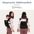 Beco Toddler Babytrage & Kindertrage (9-27 kg) - 100% Baumwoll Trage Kleinkind, Leicht & Atmungsaktiv, Hüftfreundlich mit 2 Tragepositionen: Bauchtrage & Rückentrage (Schwarz)