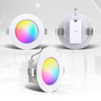 B.K.Licht - 5er Set LED Bad Einbaustrahler 230V mit Fernbedienung, buntes RGB Licht, Lochmass 70mm, LED Spot, Deckenspots, Spots, Einbauleuchten, Einbauspots, Badezimmer, 92x45 mm, Weiß