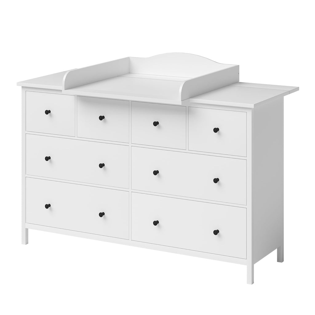 BELLABINO Oti Wickelaufsatz – welliger Wickeltischaufsatz für Malm, Hemnes, Nordli Kommoden (160 cm Breite) – Aufsatz für Wickeltische mit Platzfüller in weiß, 16,5 x 74 x 160 cm (HxTxB)