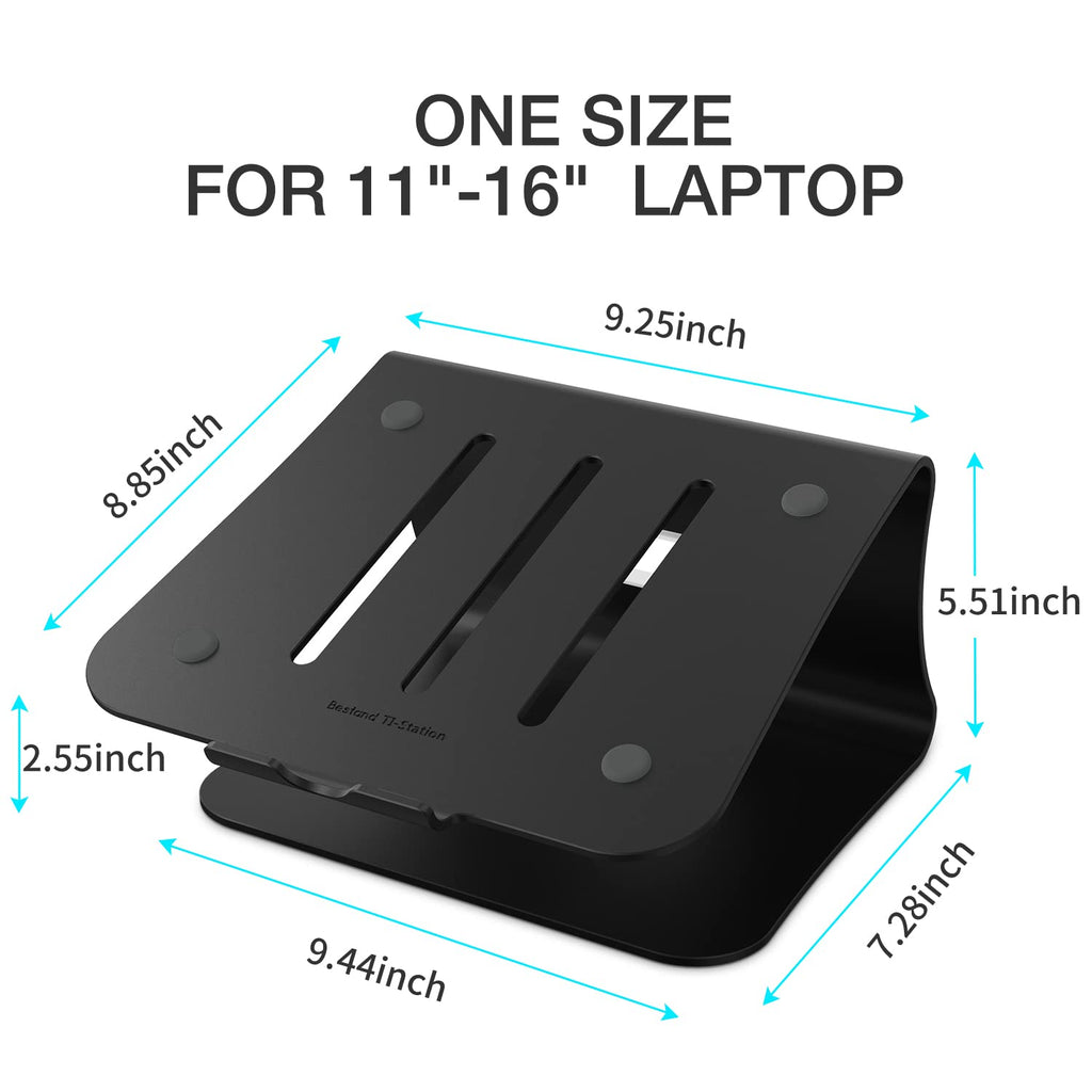 Bestand Aluminiumständer für Laptop und MacBook Desktop für Apple MacBook und alle Laptops (patentiert) (Black)