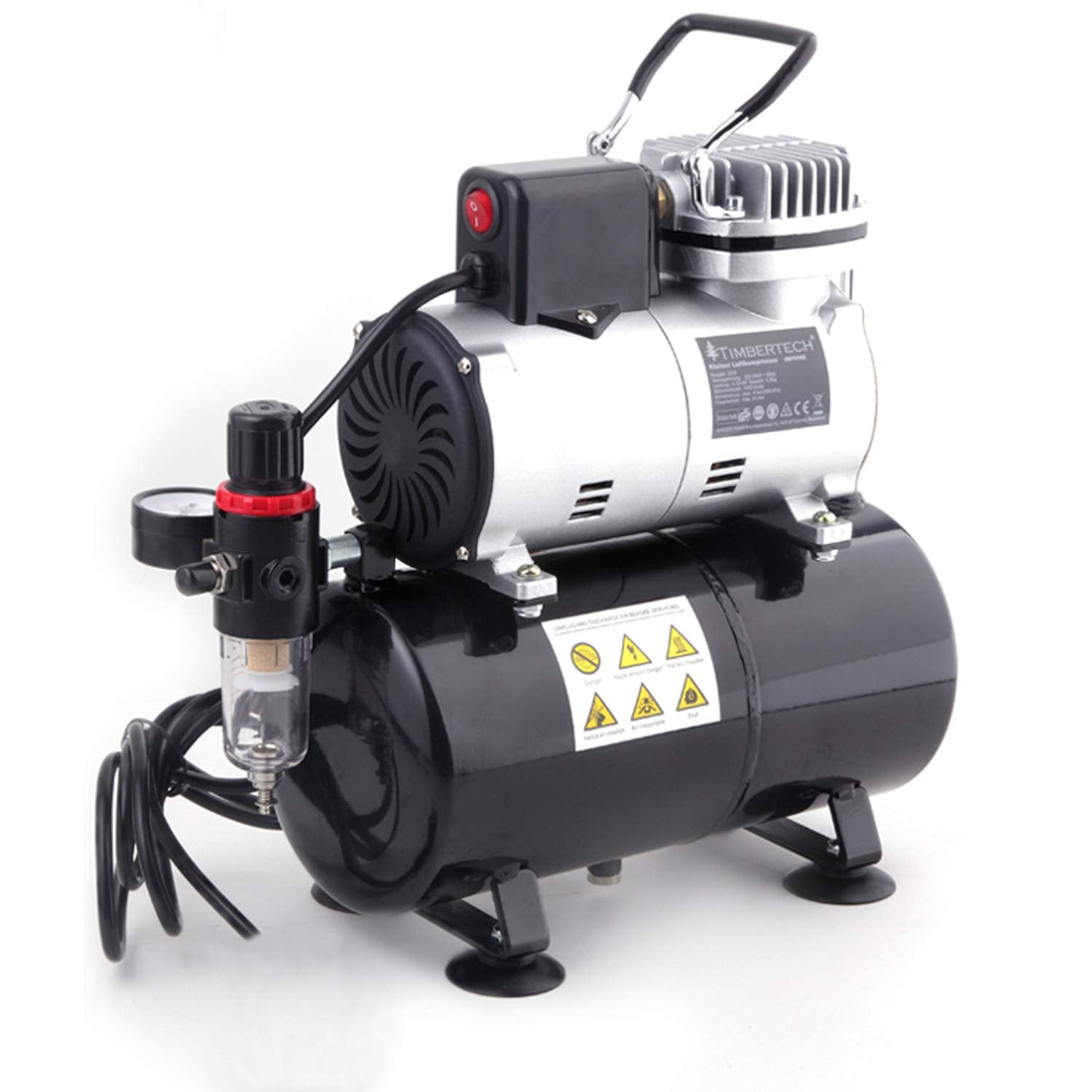 Timbertech Professional Kolbenöl ohne ruhige Airbrush-Kompressor mit Kühllüfter ABPST08 für Hobby, Tätowierung, Nagel usw.