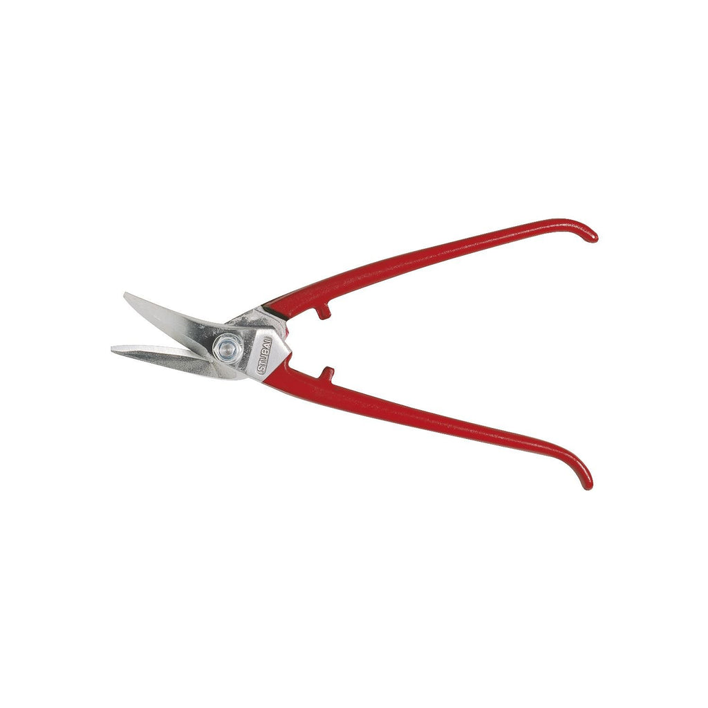 STUBAI KOMBI-BLECHSCHERE 280 mm linksschneidend – Spezialschere für Kurvenschnitte & lange Schnitte, polierter Kopf, Härte 60–62 HRC, Werkzeugstahl, rot kunststoffbeschichtet