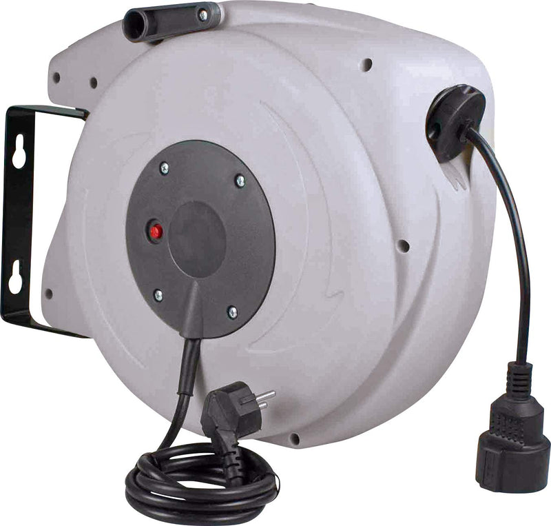 as - Schwabe Automatischer Kabelaufroller 20 m H05VV-F 3G1,5, mit Easy to Go Funktion, 180° schwenkbar, Schutzkontaktstecker und 2 m Zuleitung mit Schutzkontaktkupplung, 230V/16A, IP20, 12645