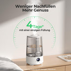 Homvana Luftbefeuchter Schlafzimmer Top-Fill, 3.6L 360°Cool Mist 34H Dauerhaft, Ruhig 16dB (SilentSpary Tech) Klein, Luftbefeuchter Pflanzen, Growtent, Pflanzenbefeuchter, Humidifier Plants (Grau)