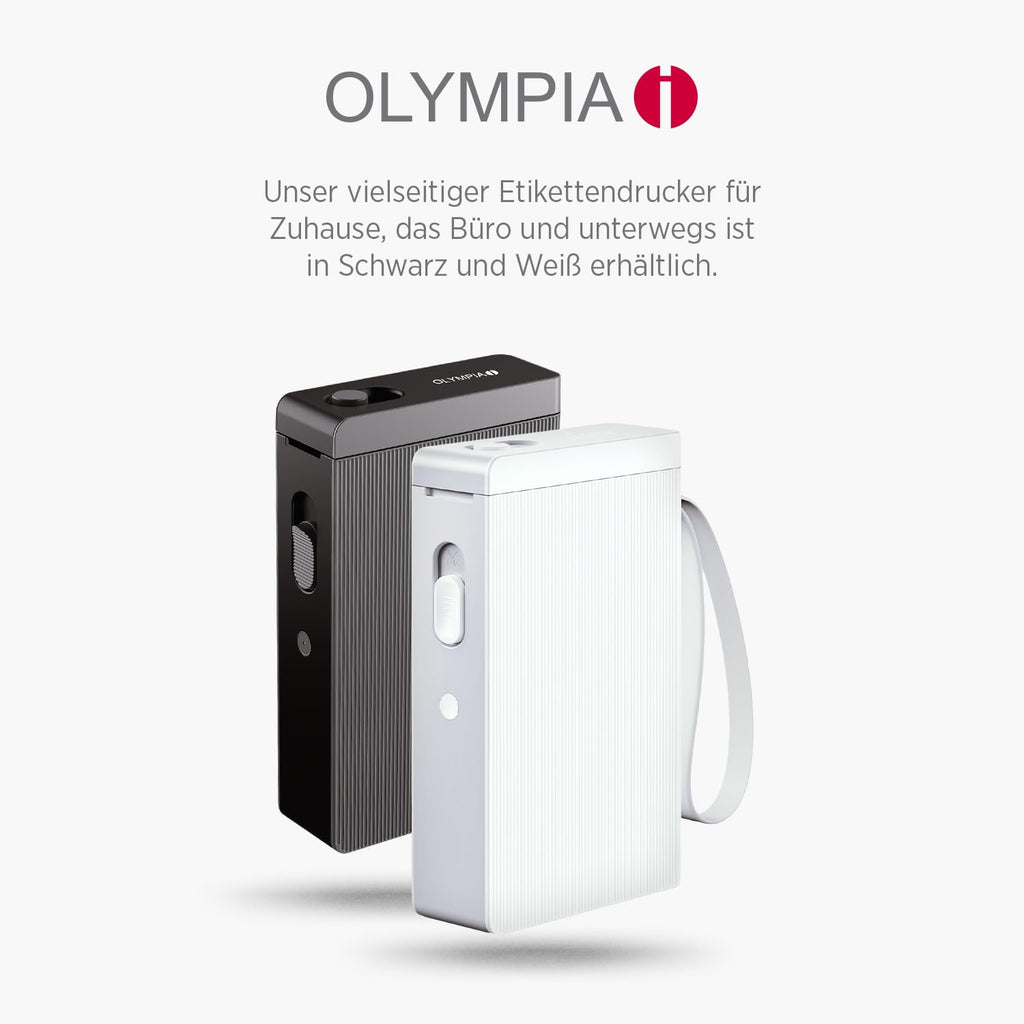 Olympia P22 Etikettendrucker | Etikettiergerät für Home Office & Bürobedarf | Bluetooth-Thermodrucker für Küche, Büro & Hobby | Label Printer für Endlospapier | Wasserfest & Abriebfest (Weiß)
