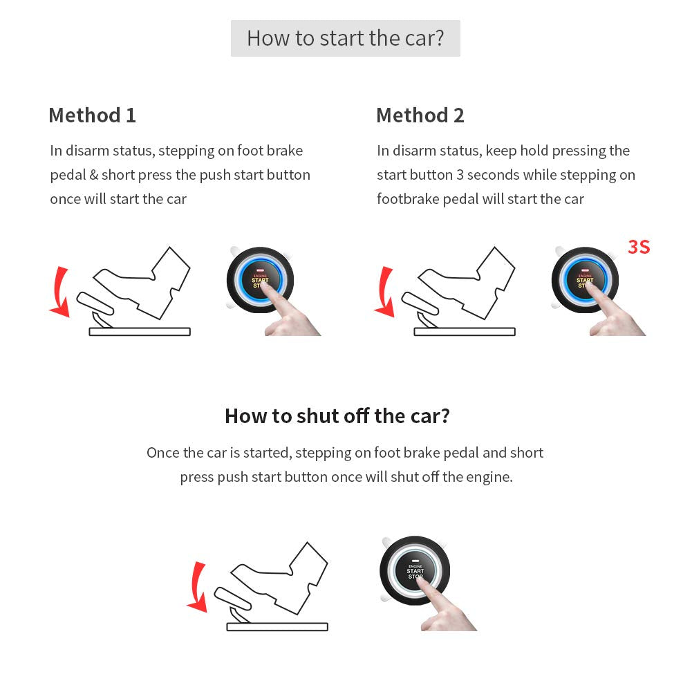 EasyGuard Smart Schlüssel RFID Auto Alarm mit Smart Push Start Button & Touch Keyless Go System