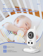 GHB Babyphone mit Kamera Video Baby Monitor 2,4 GHz Gegensprechfunktion ECO Modus Lange Akkulaufzeit Nachtsicht Temperatursensor Schlaflieder