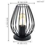 EGLO Tischlampe Newtown, 1 flammige Vintage Tischleuchte, Nachttischlampe aus Stahl, Farbe: Schwarz, Fassung: E27, inkl. Schalter