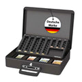 MAUL Geldkassette mit Münzzählbrett aus Stahl | 37 x 29 x 12 cm | Geldkassette abschließbar | Entnehmbares Scheinfach | Tragbare Kasse mit 2 Schlüsseln | Ideal als Registrierkasse | Schwarz