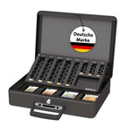 MAUL Geldkassette mit Münzzählbrett aus Stahl | 37 x 29 x 12 cm | Geldkassette abschließbar | Entnehmbares Scheinfach | Tragbare Kasse mit 2 Schlüsseln | Ideal als Registrierkasse | Schwarz