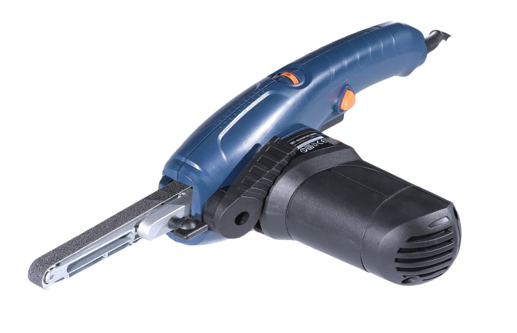 FERM Präzisionsbandschleifer 400W - Variable Geschwindigkeit - Inkl. 3 Schleifarmen und 12 Schleifbänder in einem robuster Aufbewahrungskoffe