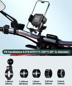 iMESTOU Kabellose USB-C Handyhalterung für Motorrad, Vibrationsdämpfend und Wasserdicht, 2,5 cm Kugel Qi Handyhalterung, Geeignet für 4,7"-7,2" mit max. 15mm Dicke Handys, Passend für 22–32 mm Lenker