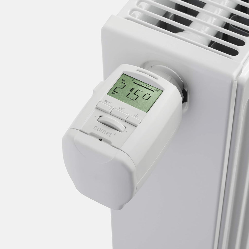 Eurotronic Comet Plus Heizkörperthermostat (individuell programmierbares Heizungsthermostat mit Fenster-offen-Erkennung, Heizkosten sparen mit Urlaubsfunktion, Thermostat Heizung), Farbe: Weiß
